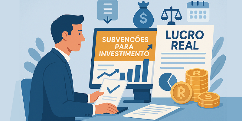 Ilustração de matéria sobre subvenção de investimentos na apuração do lucro real. Grupo União, recuperação de créditos tributários e planejamento tributário